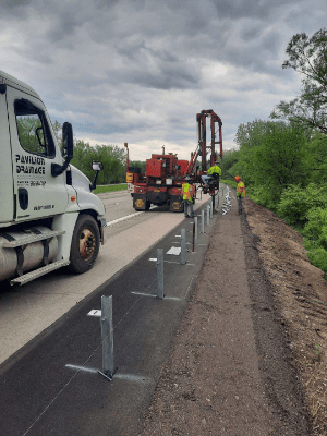 Pavilion Drainage Supply's Guide Rail Installation 
					along a Highway